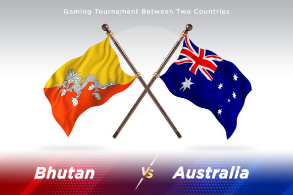 Bhutan Versus Australia Two Flags