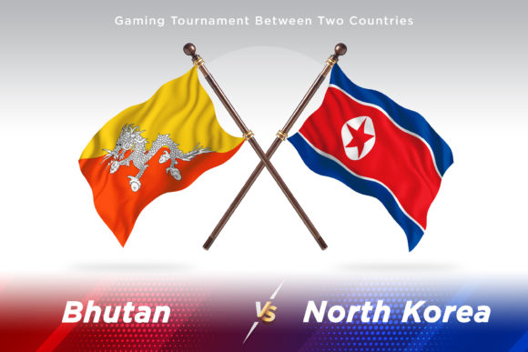 Bhutan Versus North Korea Two Flags
