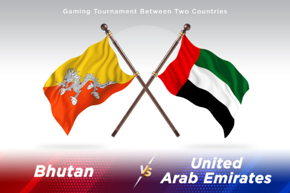 Bhutan vs UAE Flags: 3D Waving Design Assets
